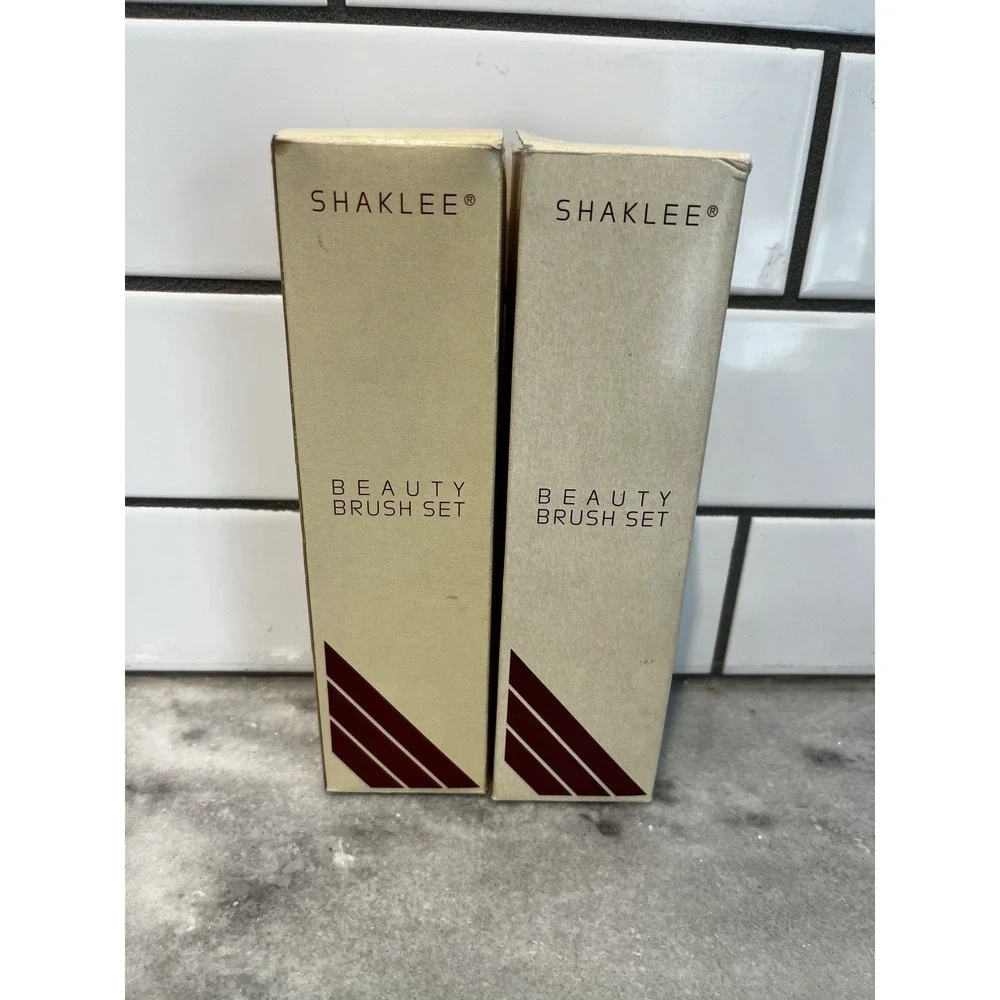Shaklee Make Up Brush Set Beige Handles & Stand Set Of 4 Vintage- 2 Sets
